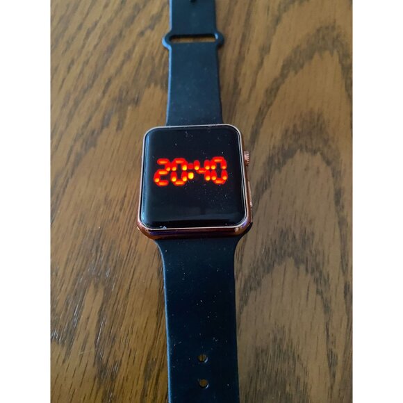 Digital LED Square Face Watch With Black Strap - Picture 2 of 3